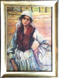 Cumpara ieftin Tablou scoala romaneasca semnat N Vermont - Tiganca cu cos, Portrete, Ulei, Impresionism