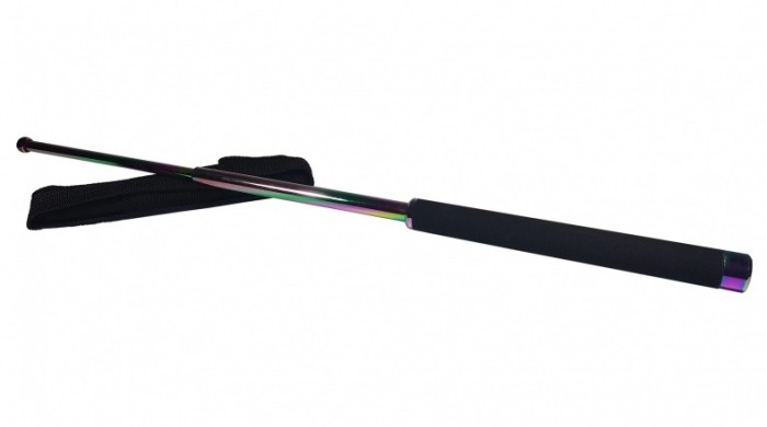 Baston telescopic, otel inoxidabil, 3 segmente, 65 cm, rainbow