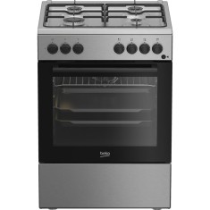 Aragaz Beko FBSE62120XD, 4 arzatoare, Gaz + Electric, L 60 cm, Grill, argintiu