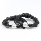 Set 2 elastice de par negre cu perla alba
