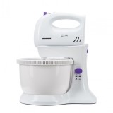 Mixer cu bol Heinner Charm, 300W, 5 viteze + turbo, Alb/Mov