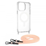 Cumpara ieftin Husa transparenta Apple iPhone 14 Pro Max cu snur Roz Techsuit MagSafe Crossbody