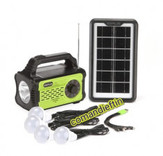 Sistem iluminare LED GD8076, 4 becuri, panou solar foto