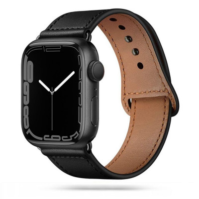 Curea Tech-Protect Leatherfit pentru Apple Watch 4/5/6/7/8/9/Se/Ultra 1/2 (42/44/45/49 mm) Negru foto