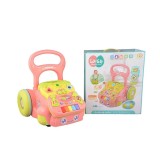 Premergator multifunctional cu centru de activitati si inaltime reglabila, roz