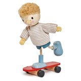 Figurina Edward si Skateboard-ul, membre ajustabile, lemn, 3 ani+, Oem