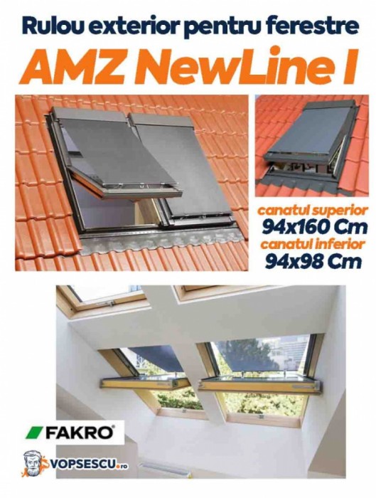 Rulou exterior AMZ New Line I, Canatul superior/Cantul inferior 94x160/94x98 cm, Fakro
