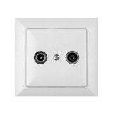 Priza R-TV intermediara Perla GAP-P/P 14Db, rama inclusa, alba