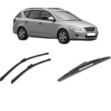 Cumpara ieftin Set 3 stergatoare KIA CEE'D SW (ED) din 2007-2012, pentru parbriz si luneta fata si spate auto, Bosch Twin-Aerotwin, din cauciuc siliconat rezistent,