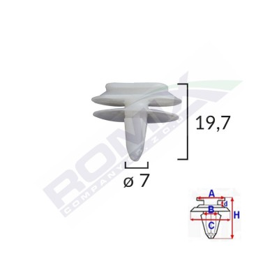 CLIPS FIXARE ELEMENTE EXTERIOARE PENTRU RENAULT 7X19.7MM - ALB SET 10 BUC 62108 foto