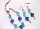 Set albastru si albastru deschis, set cu margele sticla murano 43294