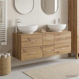 Cumpara ieftin Set dulap baie 3 buc. Stejar Artizanal 129 x 44,5 x 80 cm