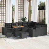 VidaXL Set de canapele pentru grădină 12 pcs Negru 90 x 55 x 71 cm