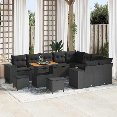 vidaXL Set de canapele pentru grădină 12 pcs Negru 90 x 55 x 71 cm 3363994 foto