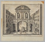 &quot;Temple Barr&quot; gravura veche 1707, Peisaje, Cerneala, Altul