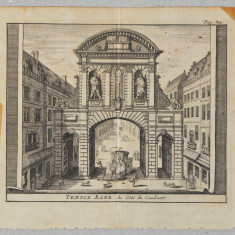 "Temple Barr" gravura veche 1707