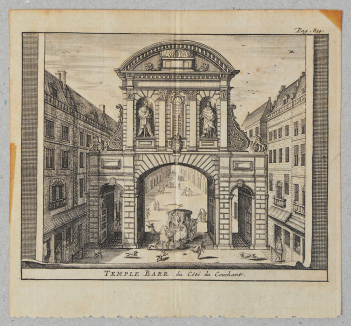Johannes de Ram &quot;Temple Barr&quot; gravura veche 1707