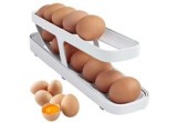 Organizator de frigider pentru ouă, plastic, alb, 36x10.5x8.5 cm, Oem