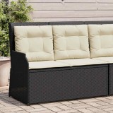 VidaXL Bancă de grădină rabatabilă cu perne, negru, poliratan 368946
