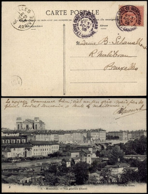 France 1905 Old postcard Montauban Railway station to Brussels Belgium D.545 foto