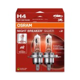 Set 2 Becuri Halogen H4 OSRAM Night Breaker Silver +100%, 12V, 60/55W