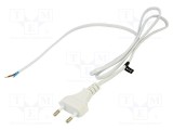 Cablu POS 2x0,5mm2 CEE 7/16 (C) PVC 1,2m alb 2,5A