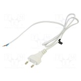 Cablu POS 2x0,5mm2 CEE 7/16 (C) PVC 1,2m alb 2,5A
