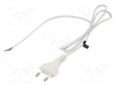 Cablu POS 2x0,5mm2 CEE 7/16 (C) PVC 1,2m alb 2,5A foto