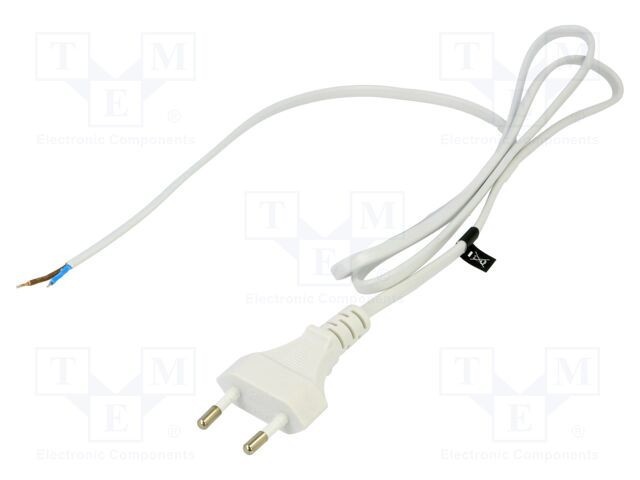 Cablu POS 2x0,5mm2 CEE 7/16 (C) PVC 1,2m alb 2,5A