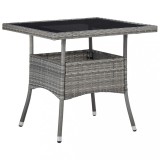 Masa exterior Gossi gri, 80x80x75cm, poliratan &amp; sticla securizata, cadru otel, rezistenta UV. Patrata gradina/terasa. Top v&acirc;nzări!
