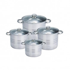 Set 4 Oale Inox 8 Piese cu Capace 7l 9l 11l 13l Inductie Bohmann BH004 foto