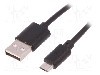 Cablu USB A mufa, USB B micro mufa, USB 2.0, lungime 0.25m, negru, QOLTEC - 50497