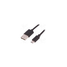Cablu USB A mufa, USB B micro mufa, USB 2.0, lungime 0.25m, negru, QOLTEC - 50497
