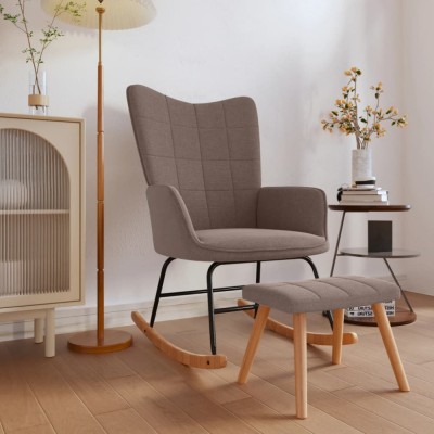 Gossi scaun balansoar cu taburet, gri taupe, textil foto