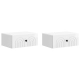 vidaXL Dulap de noapte suspendat cu sertar 2 pcs Alb foarte lucios 898114