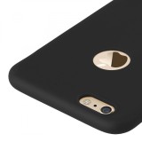 Cumpara ieftin Husa Silicon Neagra iPhone 6/6S, 4.7 inch, Decupaj Logo Apple, Anti-soc, Anti-zgarieturi