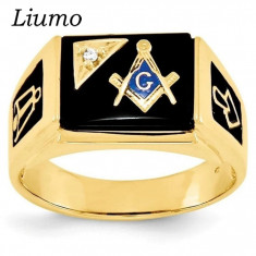 Inel Barbatesc masonic masonerie echer- Mason / Freemasons , Illuminati gold foto