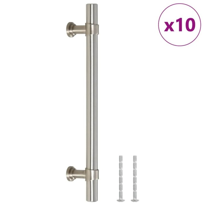 Manere de dulap, 10 buc., argintiu, 128 mm, otel inoxidabil