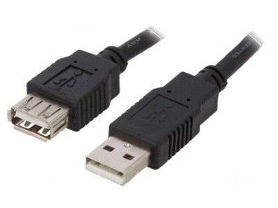 Cablu USB 2.0 A-A 1,8m negru CCA foto