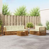 vidaXL Set de canapele de exterior cu pernă 6 pcs Natural și Crem 3373000
