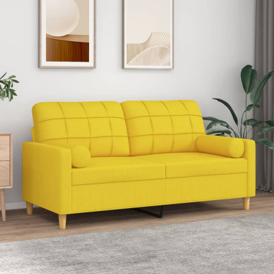 Canapea cu 2 locuri cu pernute, galben deschis, 140 cm, textil GartenMobel Dekor foto