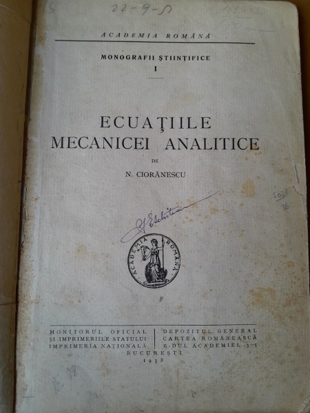 Ecuatiile mecanicei analitice - N. Cioranescu