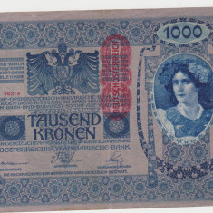 AUSTRIA UNGARIA 1000 COROANE KRONEN 1902 SUPRATIPAR DEUTSCHEOSTEREICH UZATA