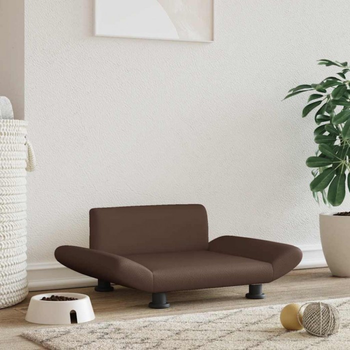 Pat de c&acirc;ini, maro, 70x45x28 cm, piele ecologică