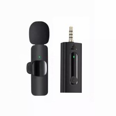 Microfon Lavaliera Wireless, 1 Microfon si 1 Receptor 3.5 mm, Autonomie 1-3h, Bluetooth 5.0, 70dB, Baterie 50 mAh, Negru