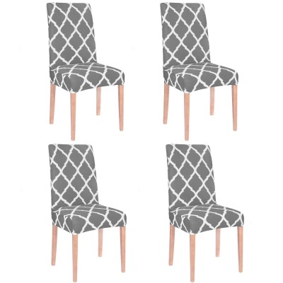 Set 4 huse universale pentru scaun, marime universala, poliester si spandex, 45 x 60 cm, gri alb Household NewTrend foto
