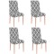 Set 4 huse universale pentru scaun, marime universala, poliester si spandex, 45 x 60 cm, gri alb Household NewTrend