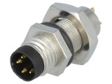 Conector M8 Tată 4 Pin pentru Panou cu Piuliță Spate