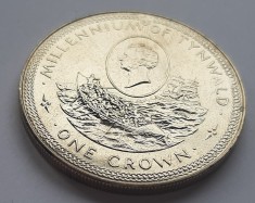 338. Moneda Insulele Man 1 crown 1979 (Standing figure and ship) foto