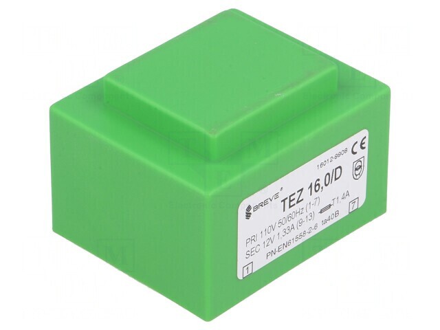 Transformator &icirc;ncapsulat 16VA 110V-12V 1333mA PCB